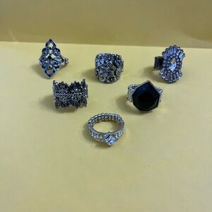 Paparazzi adjustable rings set of 6 silver toned